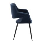 Vintage Flair Black Metal Blue Velvet Art Deco Chairs (Set of 2) 15 Vintage Flair Black Metal Blue Velvet Art Deco Chairs (Set of 2)