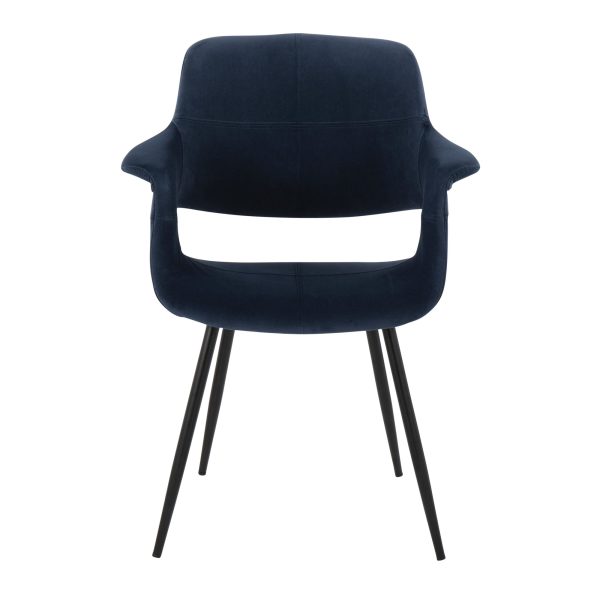 Vintage Flair Black Metal Blue Velvet Art Deco Chairs Set of 2 7