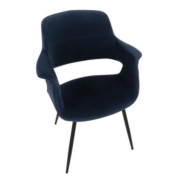 Vintage Flair Black Metal Blue Velvet Art Deco Chairs Set of 2 8