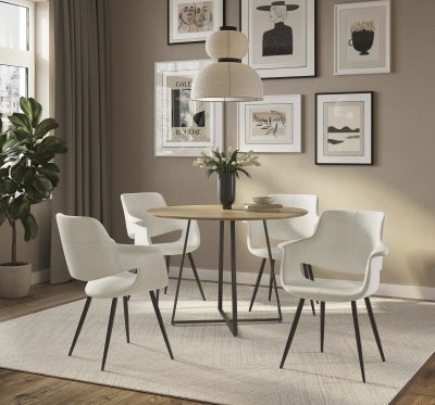 Vintage Flair Black Metal Cream Velvet Art Deco Chairs (Set of 2)