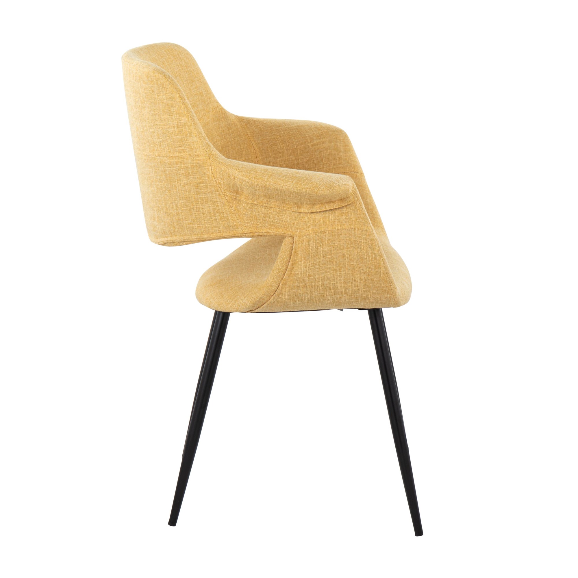 Vintage Flair Black Metal Yellow Fabric Art Deco Chairs (Set of 2) 4 Vintage Flair Black Metal Yellow Fabric Art Deco Chairs (Set of 2) - Image 4