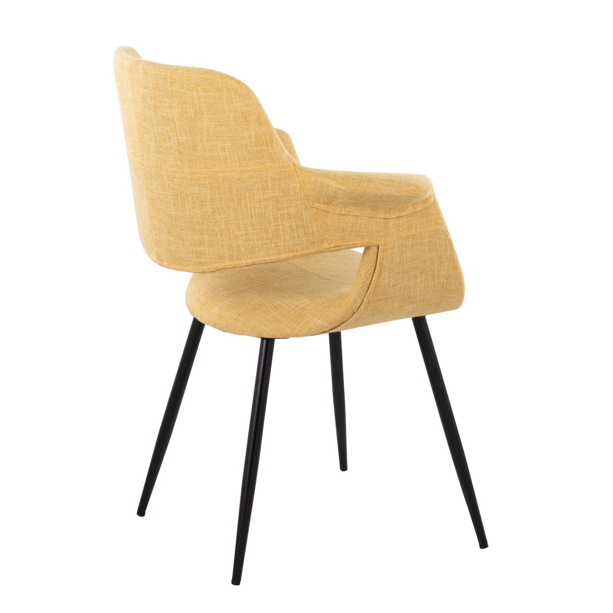 Vintage Flair Black Metal Yellow Fabric Art Deco Chairs (Set of 2) 5 Vintage Flair Black Metal Yellow Fabric Art Deco Chairs (Set of 2) - Image 5