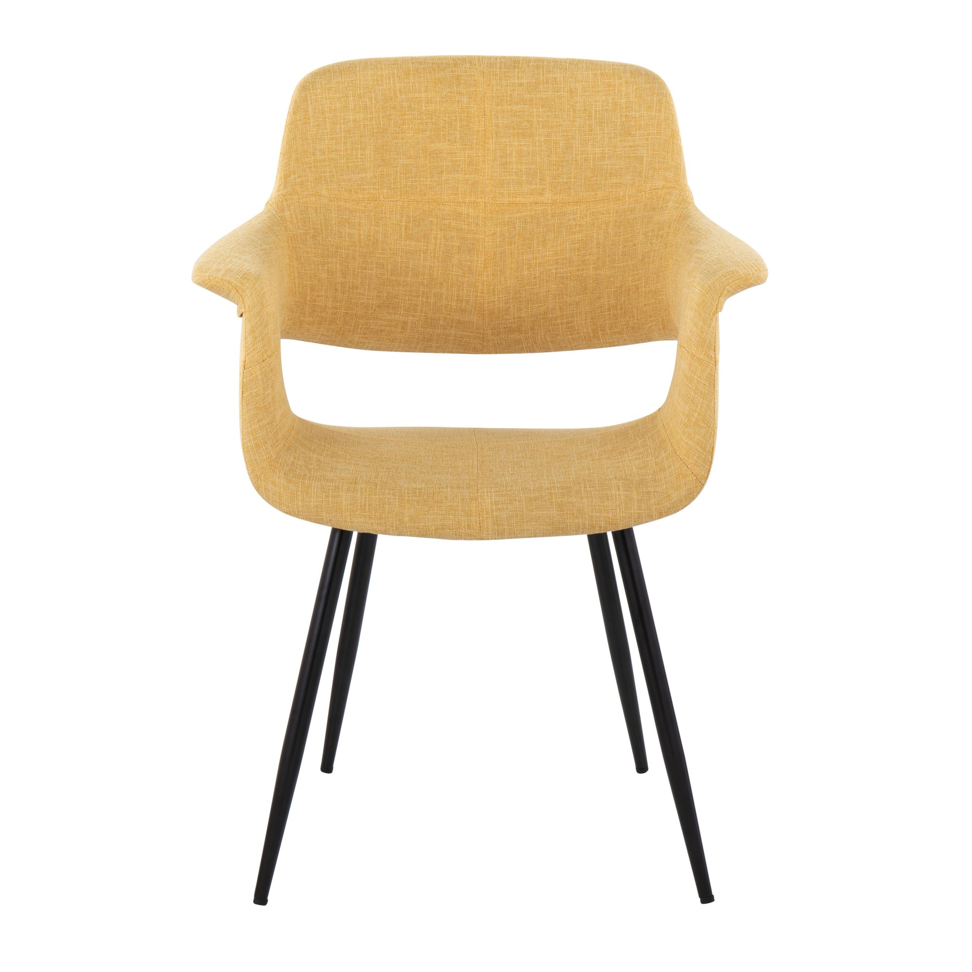 Vintage Flair Black Metal Yellow Fabric Art Deco Chairs (Set of 2) 7 Vintage Flair Black Metal Yellow Fabric Art Deco Chairs (Set of 2) - Image 7