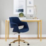 Vintage Flair Blue Velvet Mid-Century Modern Office Chair