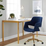 Vintage Flair Blue Velvet Mid-Century Modern Office Chair