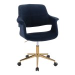 Vintage Flair Blue Velvet Mid-Century Modern Office Chair