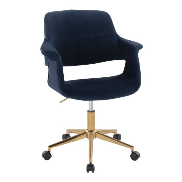 Vintage Flair Blue Velvet Mid Century Modern Office Chair 2