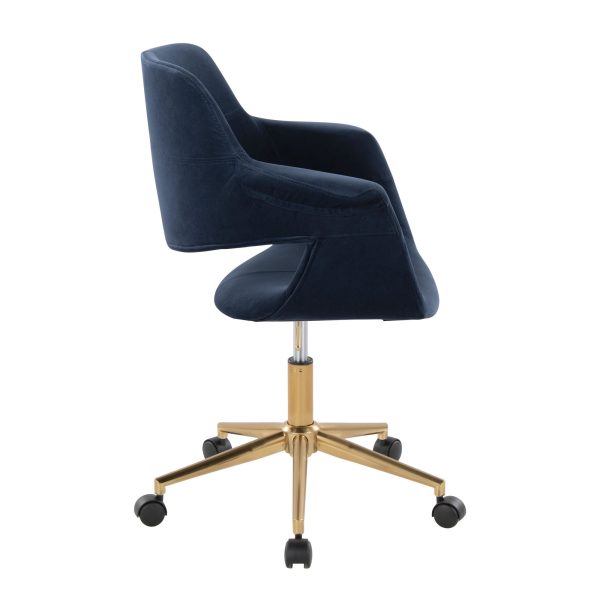 Vintage Flair Blue Velvet Mid Century Modern Office Chair 3