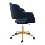 Vintage Flair Blue Velvet Mid-Century Modern Office Chair