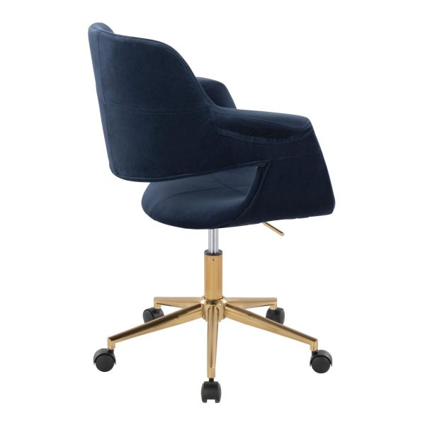 Vintage Flair Blue Velvet Mid Century Modern Office Chair 4