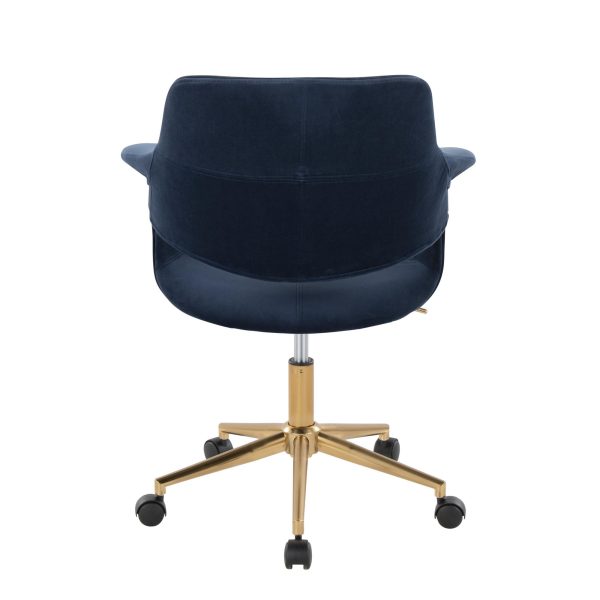 Vintage Flair Blue Velvet Mid Century Modern Office Chair 5