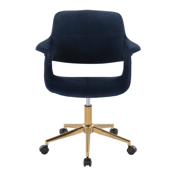 Vintage Flair Blue Velvet Mid Century Modern Office Chair 6