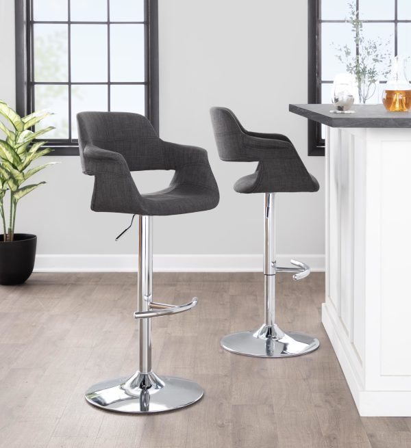 Vintage Flair Charcoal Swivel Mid Century Modern Barstool Set of 2 1