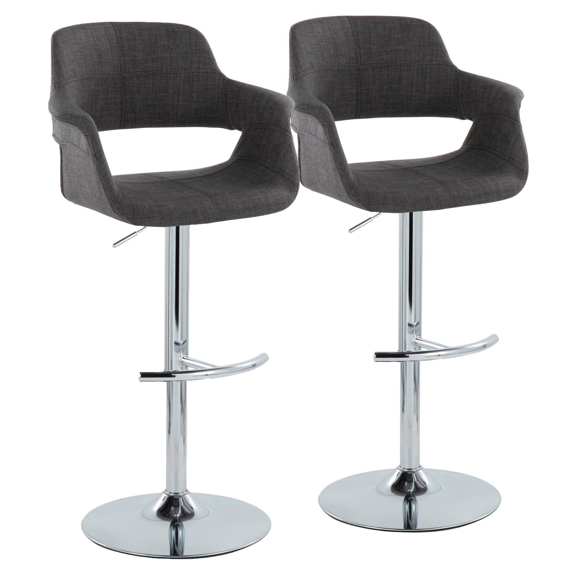Vintage Flair Charcoal Swivel Mid-Century Modern Barstool (Set of 2) 3 Vintage Flair Charcoal Swivel Mid-Century Modern Barstool (Set of 2) - Image 3
