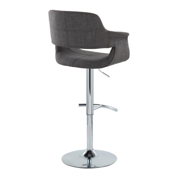 Vintage Flair Charcoal Swivel Mid Century Modern Barstool Set of 2 5