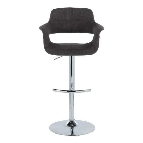 Vintage Flair Charcoal Swivel Mid Century Modern Barstool Set of 2 7