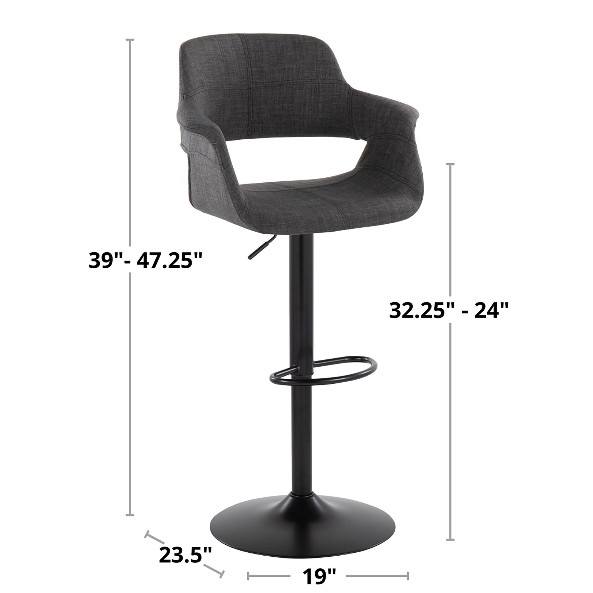 Vintage Flair Charcoal Swivel Mid-Century Modern Barstool (Set of 2) 9 Vintage Flair Charcoal Swivel Mid-Century Modern Barstool (Set of 2) - Image 9