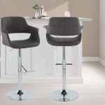 Vintage Flair Chrome Charcoal Mid-Century Modern Adjustable Barstools (Set of 2) 12 Vintage Flair Chrome Charcoal Mid-Century Modern Adjustable Barstools (Set of 2)