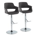 Vintage Flair Chrome Charcoal Mid-Century Modern Adjustable Barstools (Set of 2) 13 Vintage Flair Chrome Charcoal Mid-Century Modern Adjustable Barstools (Set of 2)