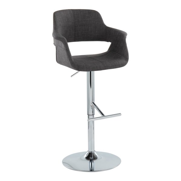 Vintage Flair Chrome Charcoal Mid Century Modern Adjustable Barstools Set of 2 3