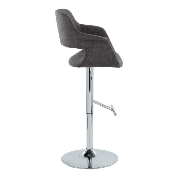 Vintage Flair Chrome Charcoal Mid Century Modern Adjustable Barstools Set of 2 4