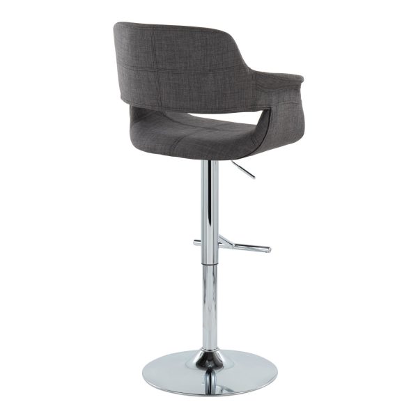 Vintage Flair Chrome Charcoal Mid Century Modern Adjustable Barstools Set of 2 5