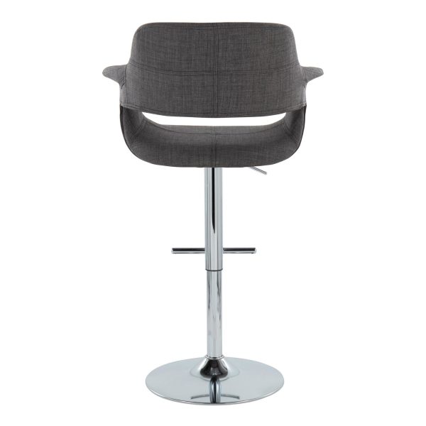 Vintage Flair Chrome Charcoal Mid Century Modern Adjustable Barstools Set of 2 6