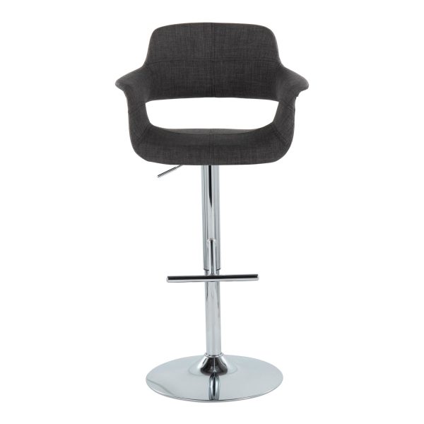 Vintage Flair Chrome Charcoal Mid Century Modern Adjustable Barstools Set of 2 7