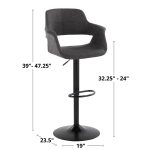 Vintage Flair Chrome Charcoal Mid-Century Modern Adjustable Barstools (Set of 2) 19 Vintage Flair Chrome Charcoal Mid-Century Modern Adjustable Barstools (Set of 2)