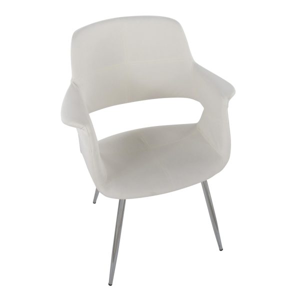 Vintage Flair Chrome Cream Velvet Art Deco Chair Set of 2 7
