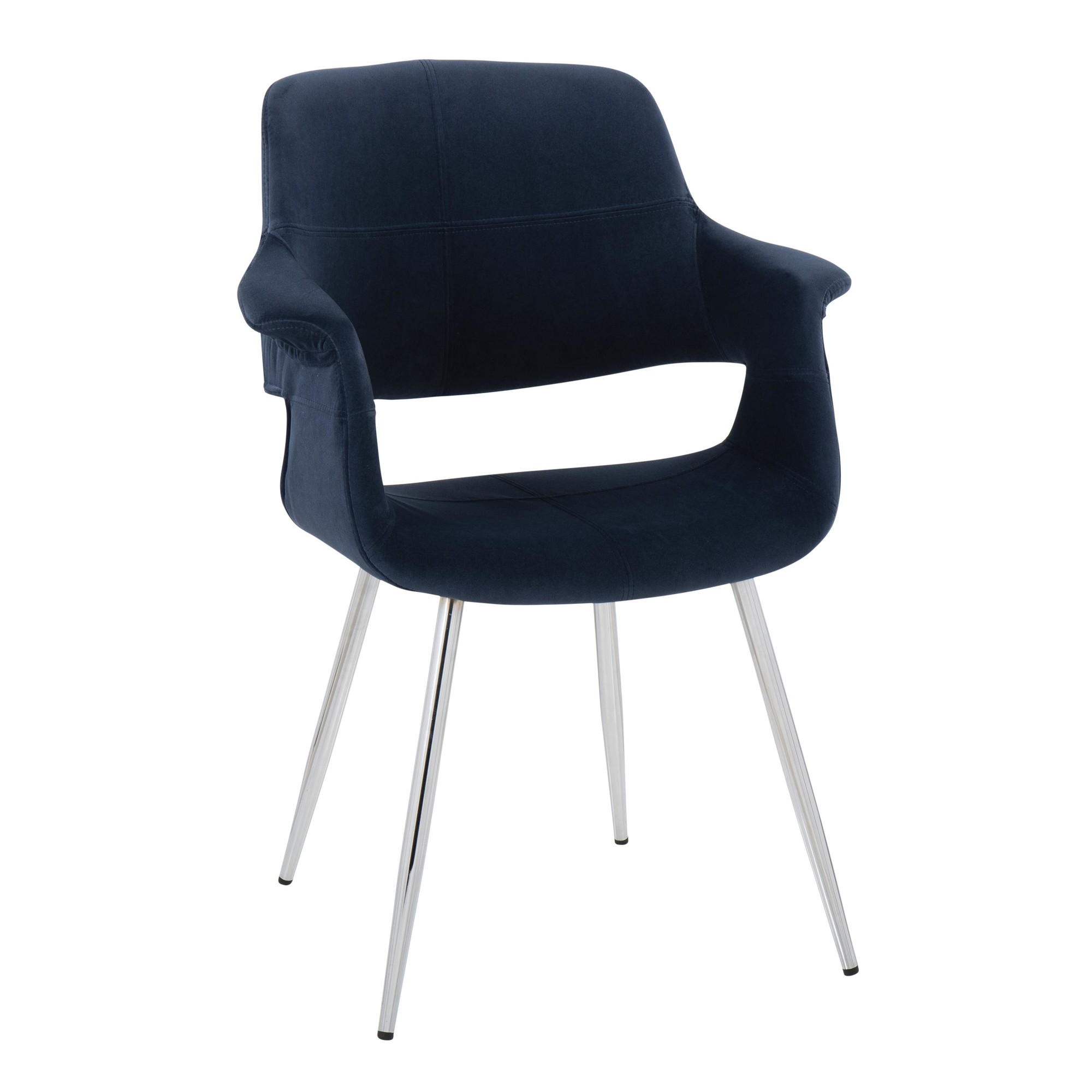 Vintage Flair Chrome and Blue Velvet Art Deco Chairs (Set of 2) 4 Vintage Flair Chrome and Blue Velvet Art Deco Chairs (Set of 2) - Image 4