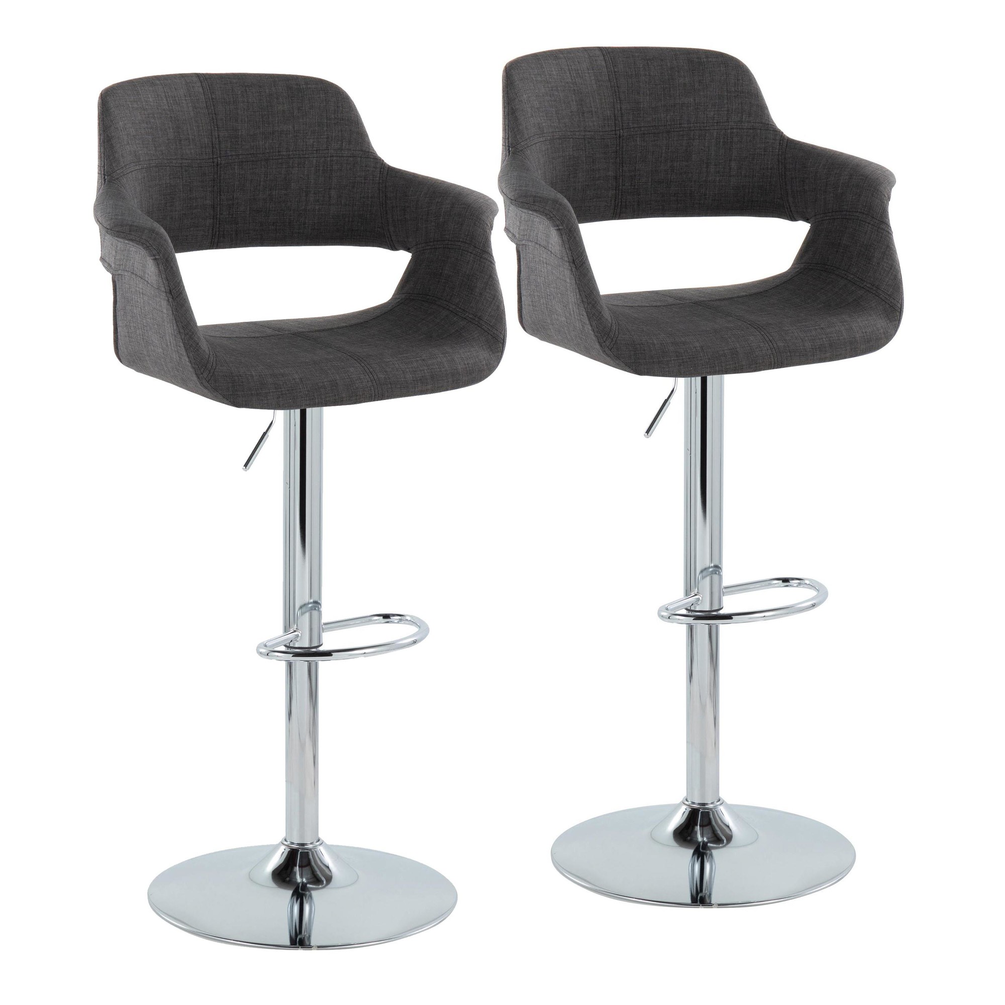 Vintage Flair Chrome and Charcoal Swivel Barstools (Set of 2) 3 Vintage Flair Chrome and Charcoal Swivel Barstools (Set of 2) - Image 3