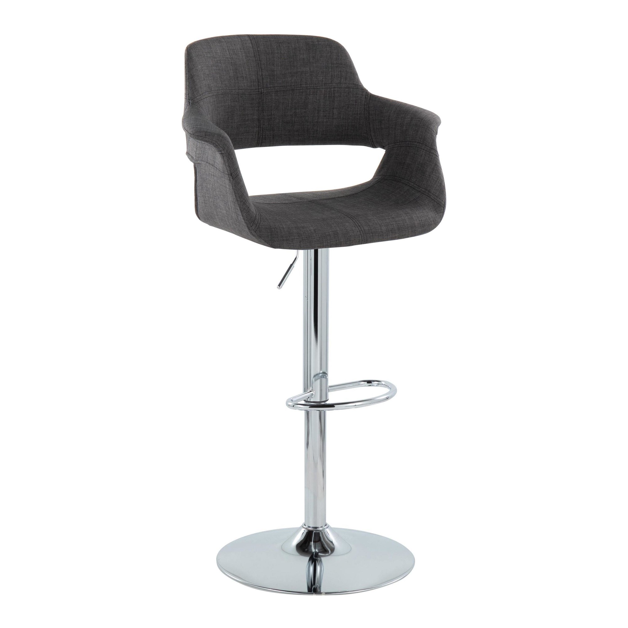 Vintage Flair Chrome and Charcoal Swivel Barstools (Set of 2) 4 Vintage Flair Chrome and Charcoal Swivel Barstools (Set of 2) - Image 4