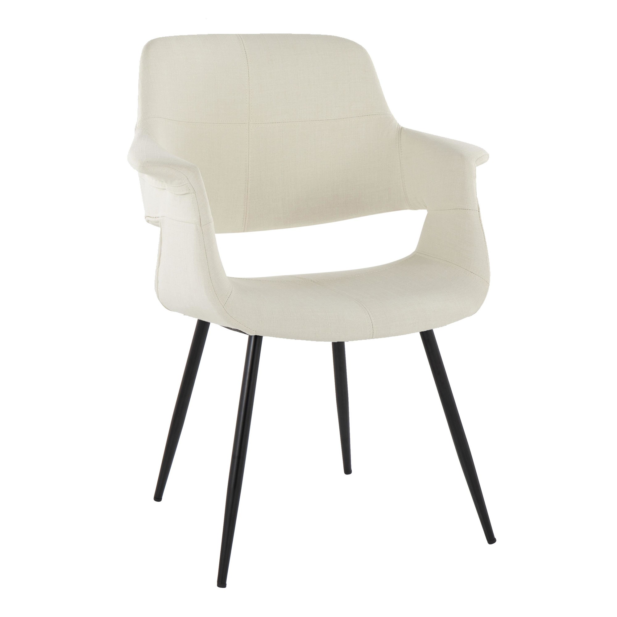 Vintage Flair Cream Fabric Black Metal Art Deco Chairs (Set of 2) 3 Vintage Flair Cream Fabric Black Metal Art Deco Chairs (Set of 2) - Image 3