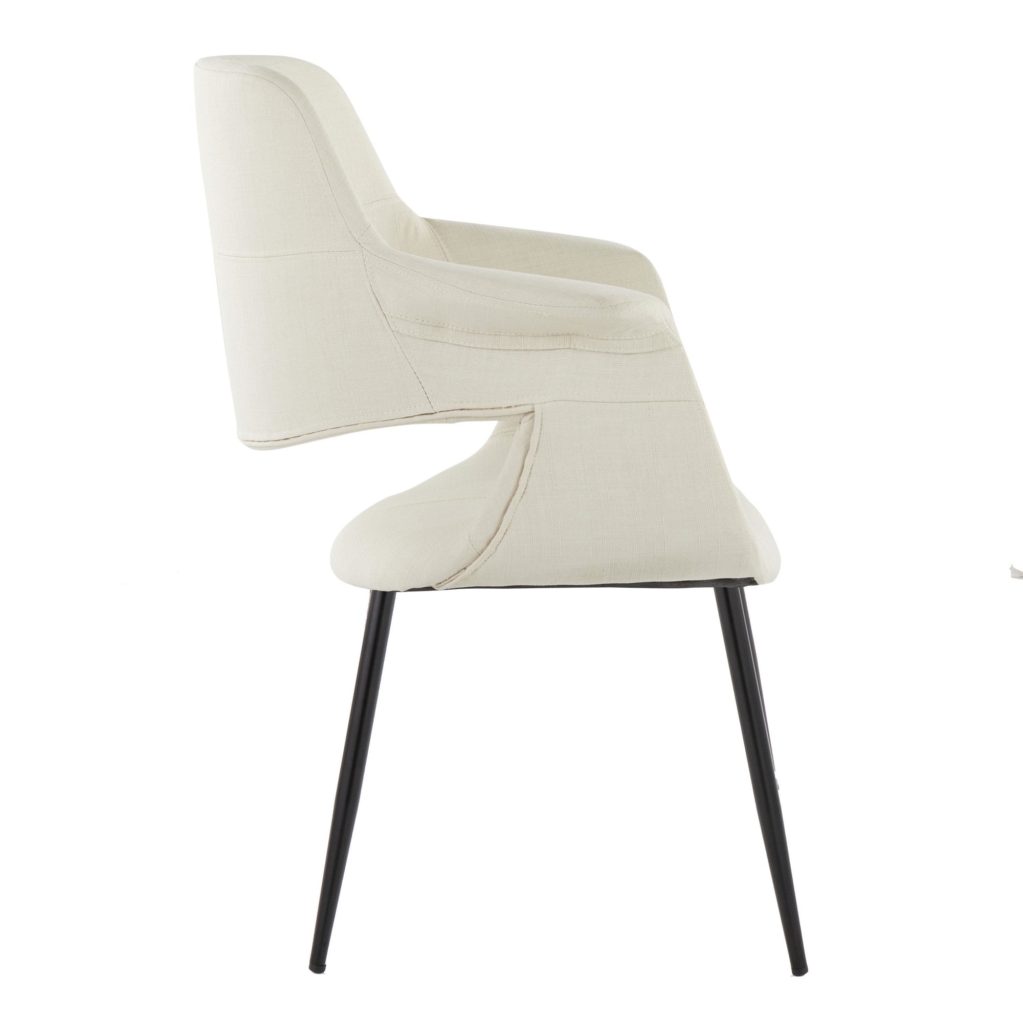 Vintage Flair Cream Fabric Black Metal Art Deco Chairs (Set of 2) 4 Vintage Flair Cream Fabric Black Metal Art Deco Chairs (Set of 2) - Image 4