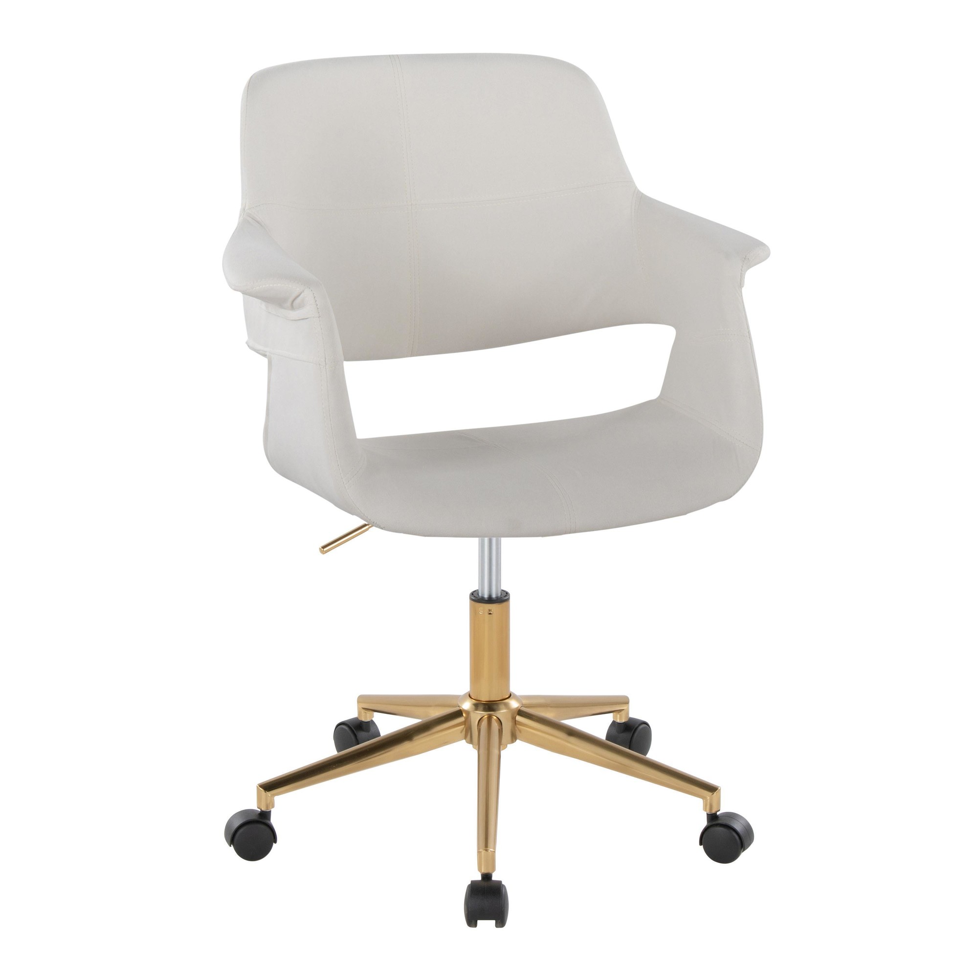 Vintage Flair Cream Velvet Mid-Century Modern Swivel Office Chair 3 Vintage Flair Cream Velvet Mid-Century Modern Swivel Office Chair - Image 3