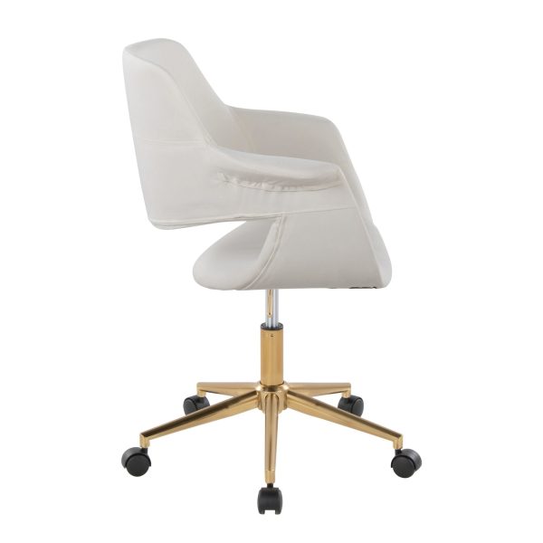 Vintage Flair Cream Velvet Mid Century Modern Swivel Office Chair 3