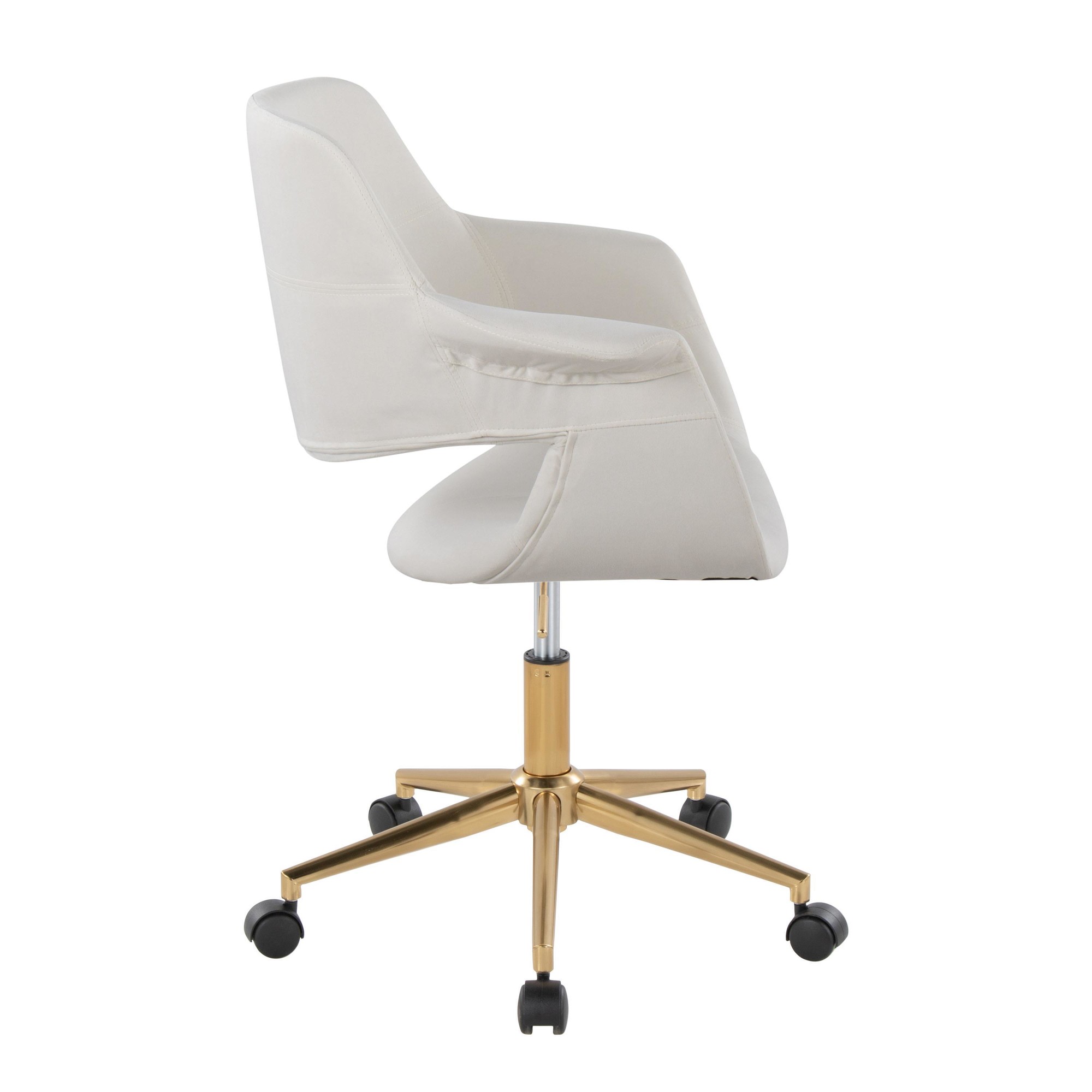 Vintage Flair Cream Velvet Mid-Century Modern Swivel Office Chair 4 Vintage Flair Cream Velvet Mid-Century Modern Swivel Office Chair - Image 4