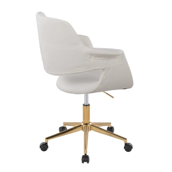 Vintage Flair Cream Velvet Mid Century Modern Swivel Office Chair 4