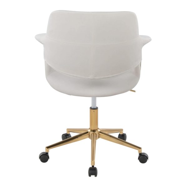 Vintage Flair Cream Velvet Mid Century Modern Swivel Office Chair 5