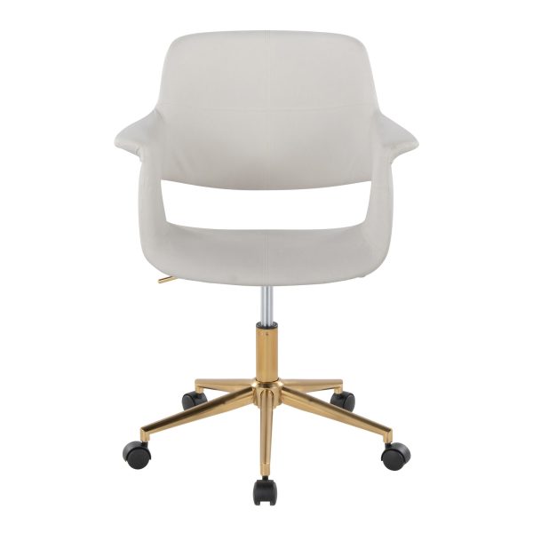 Vintage Flair Cream Velvet Mid Century Modern Swivel Office Chair 6