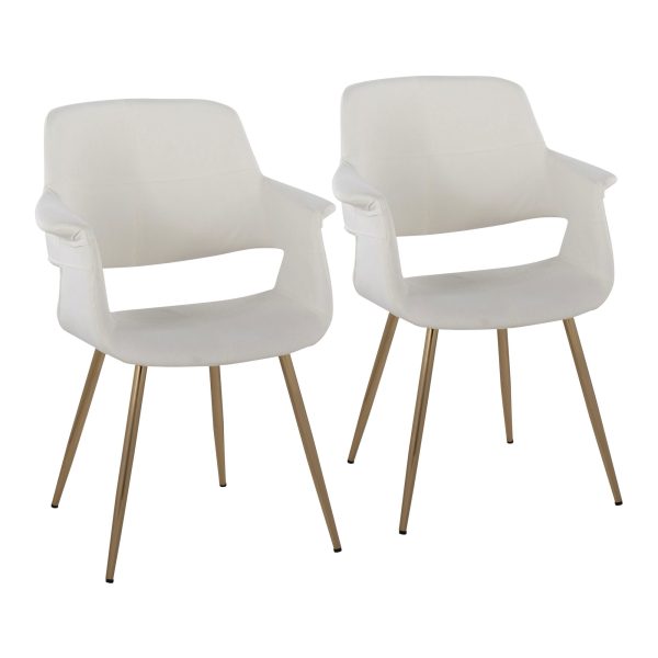 Vintage Flair Gold Cream Art Deco Accent Chairs Set of 2 1