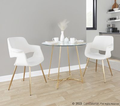 Vintage Flair Gold Cream Art Deco Accent Chairs (Set of 2)