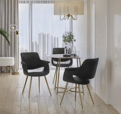 Vintage Flair Gold and Black Art Deco Chairs (Set of 2)