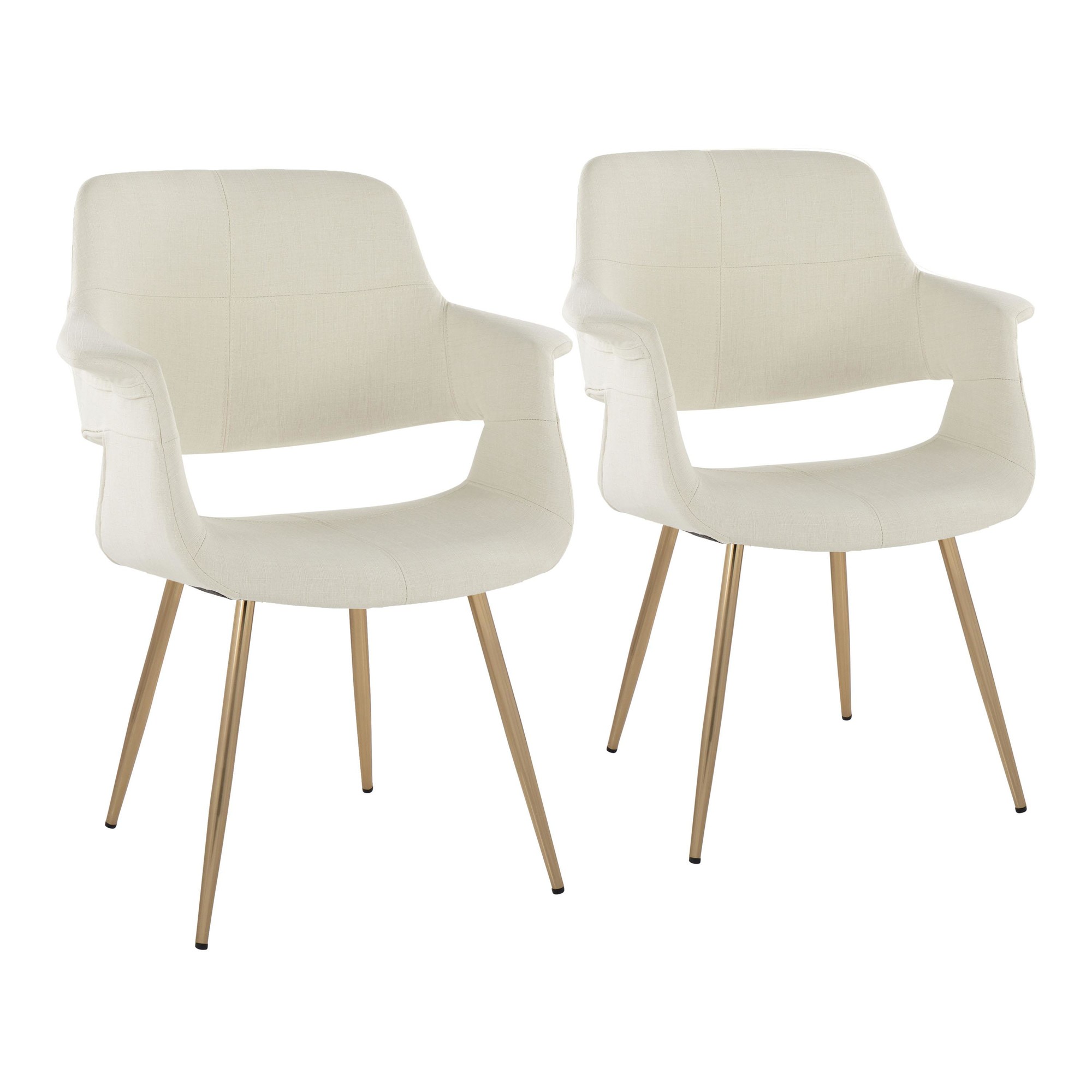 Vintage Flair Gold and Cream Art Deco Chairs (Set of 2) 2 Vintage Flair Gold and Cream Art Deco Chairs (Set of 2) - Image 2