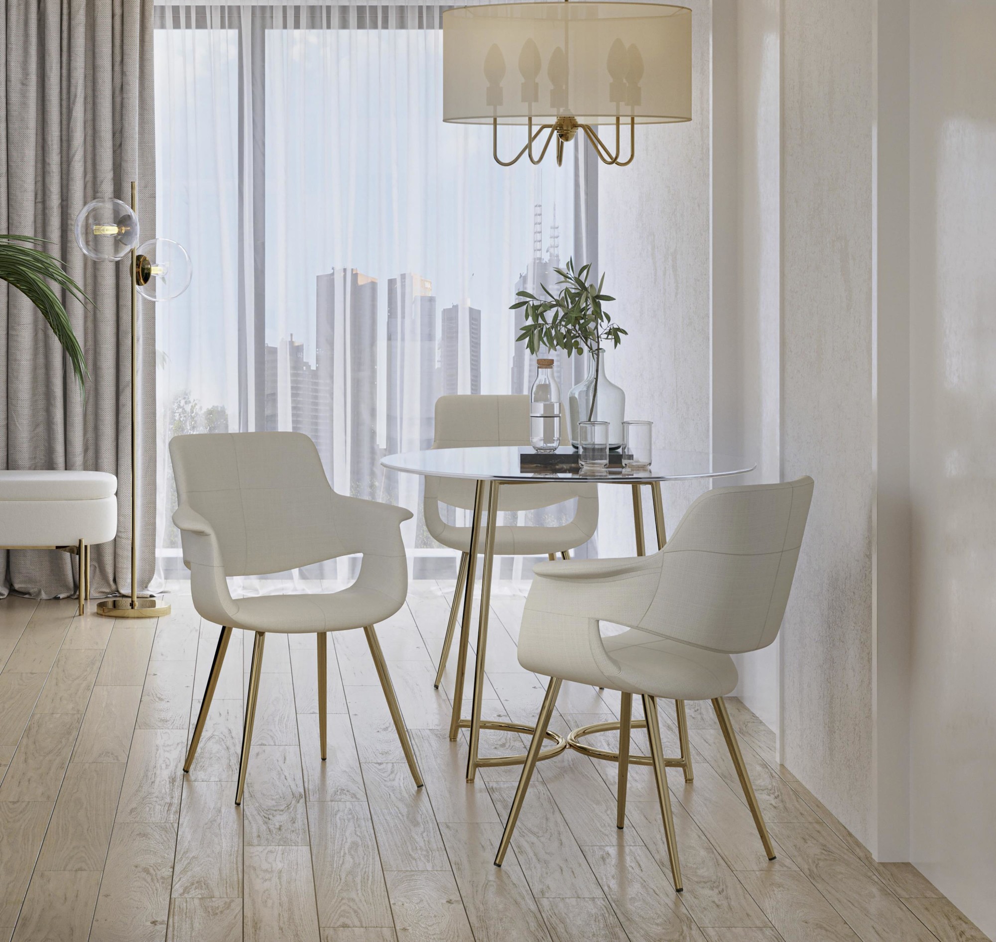 Vintage Flair Gold and Cream Art Deco Chairs (Set of 2) 1 Vintage Flair Gold and Cream Art Deco Chairs (Set of 2)