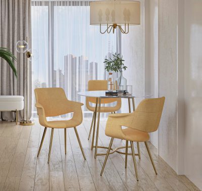 Vintage Flair Gold and Yellow Art Deco Accent Chairs (Set of 2)