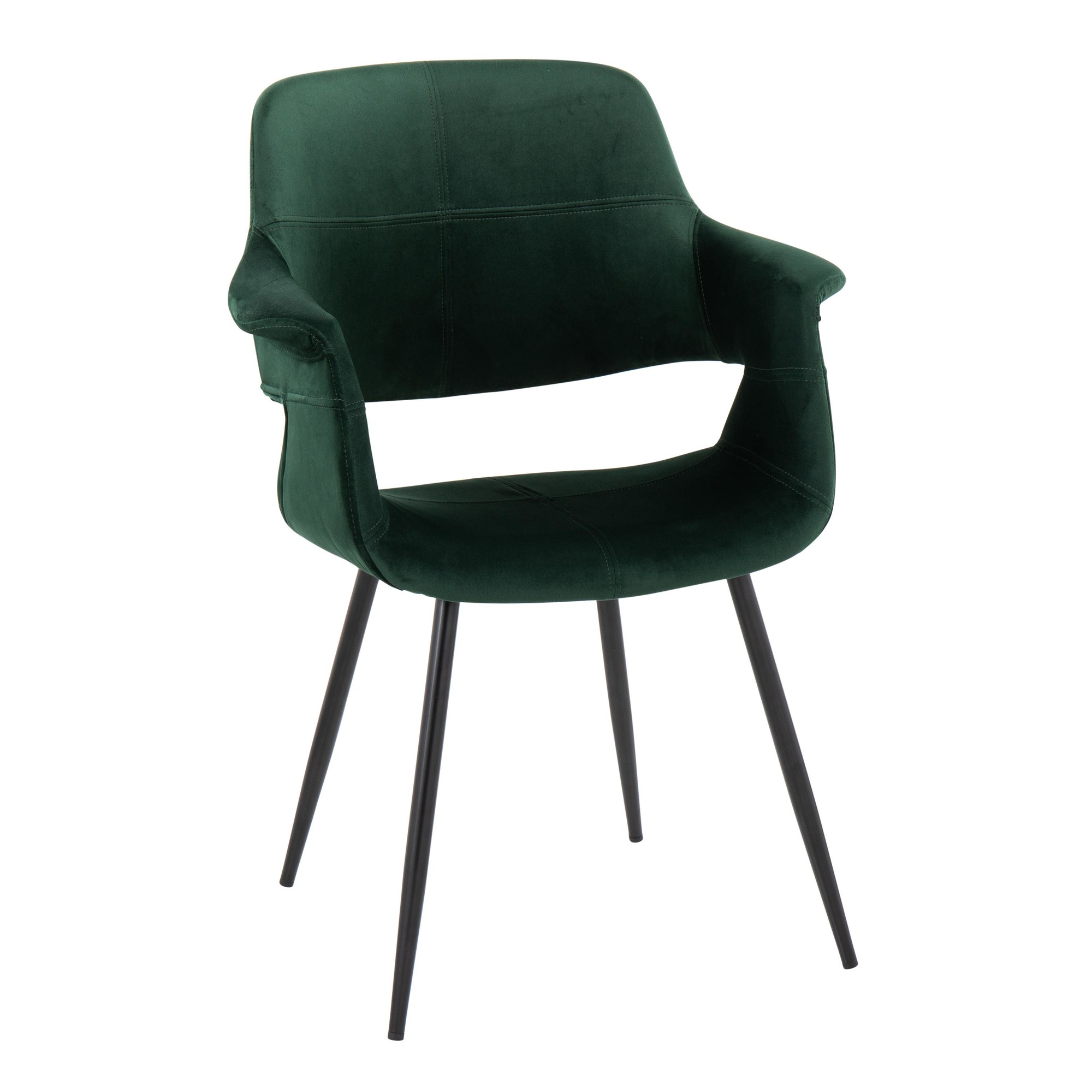 Vintage Flair Green Velvet Black Metal Glam Chairs (Set of 2) 3 Vintage Flair Green Velvet Black Metal Glam Chairs (Set of 2) - Image 3