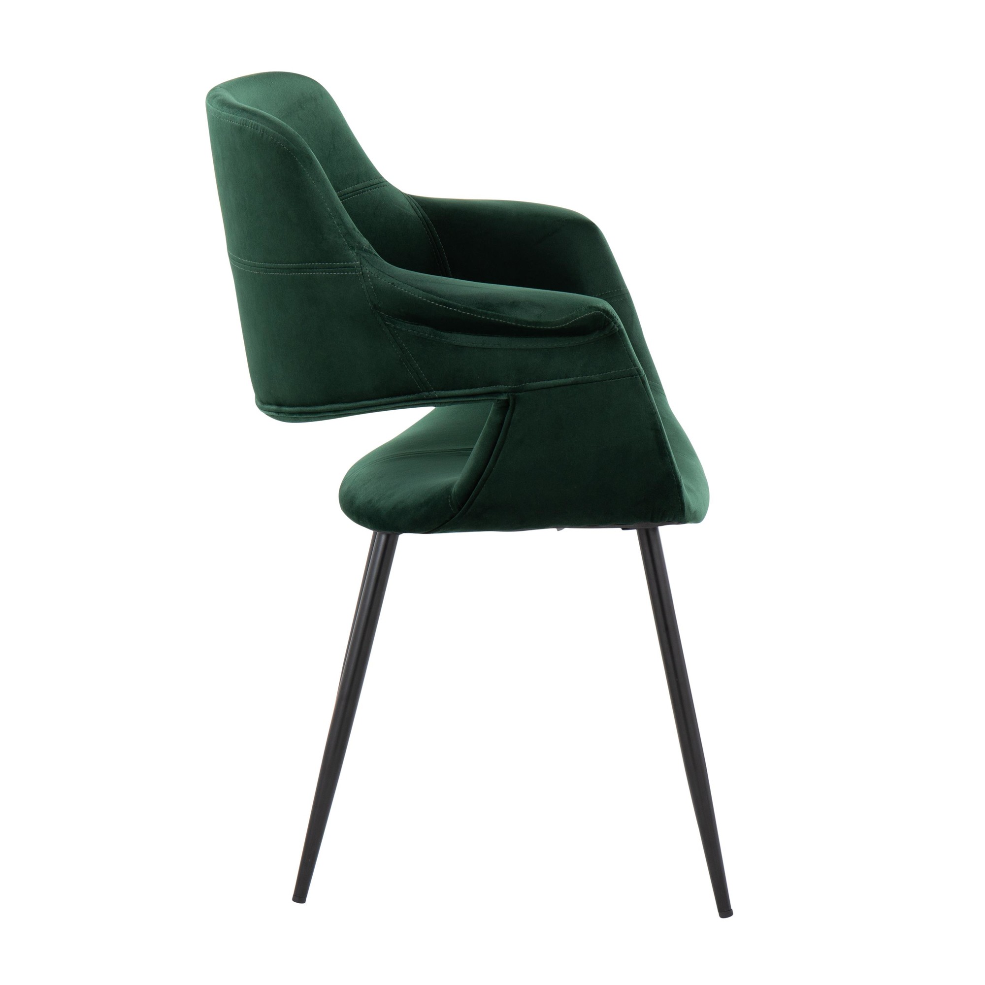 Vintage Flair Green Velvet Black Metal Glam Chairs (Set of 2) 4 Vintage Flair Green Velvet Black Metal Glam Chairs (Set of 2) - Image 4