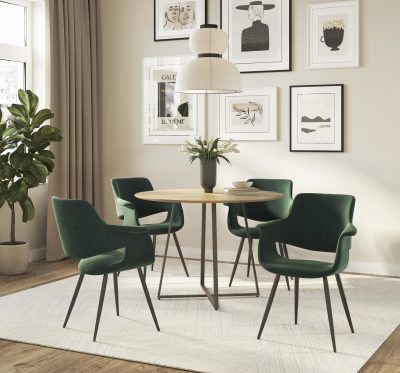 Vintage Flair Green Velvet Black Metal Glam Chairs (Set of 2)